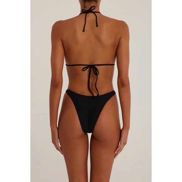 NWOT SAME 90s Rosette Black Cream Swim Bikini Bottoms Women's X-Small XS - Picture 5 of 11